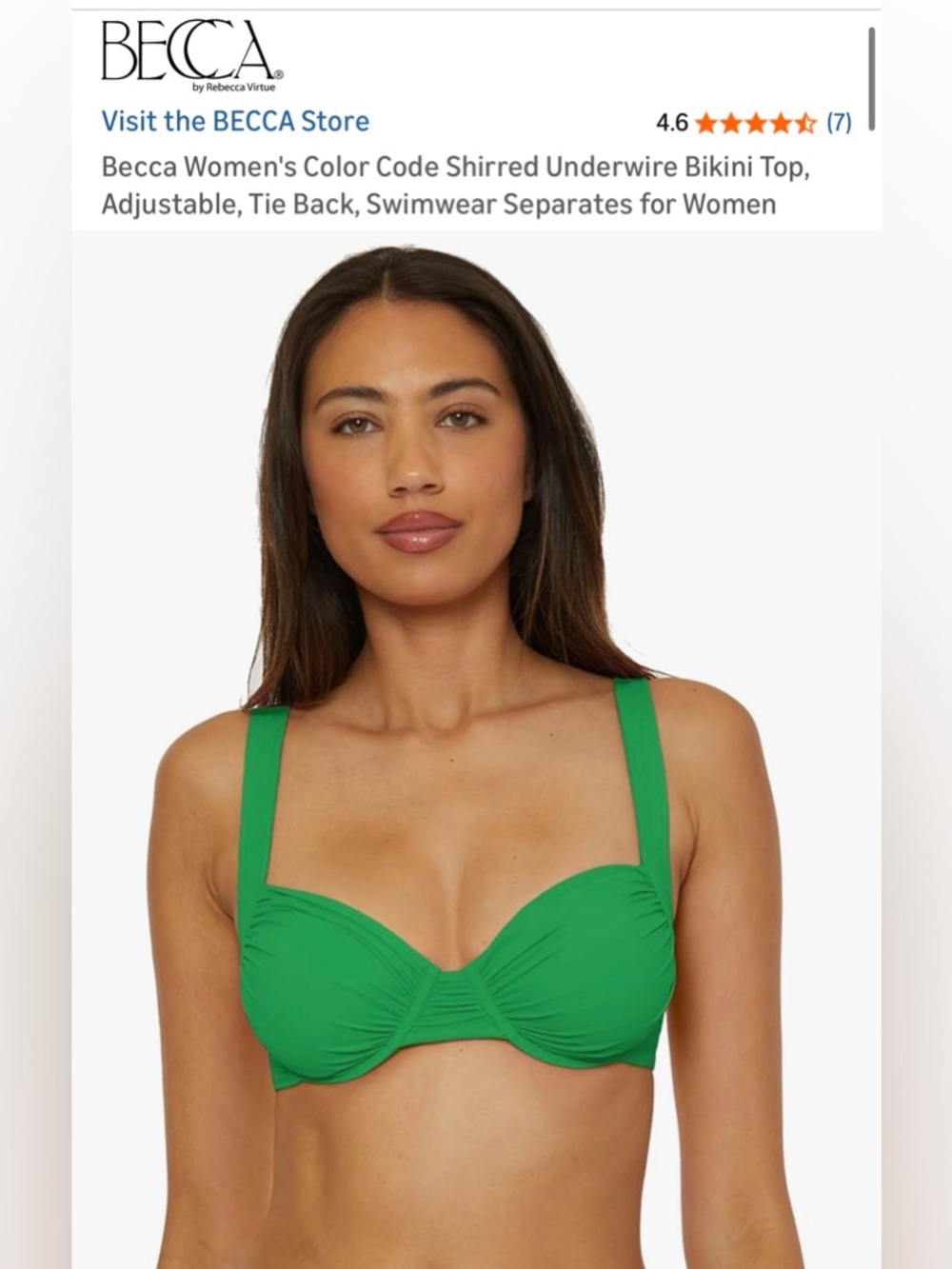 NWT BECCA Underwire Bikini Top - Emerald Green